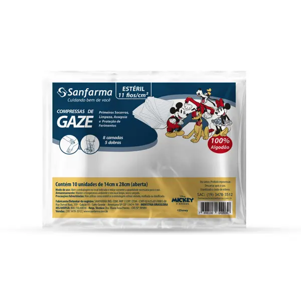 compressa-de-gaze-esteril-11-fios-disney-mickey-amigos